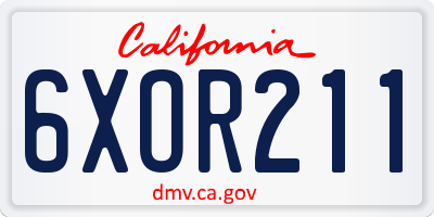 CA license plate 6XOR211