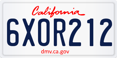 CA license plate 6XOR212