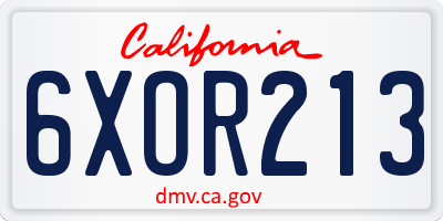 CA license plate 6XOR213