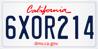 CA license plate 6XOR214
