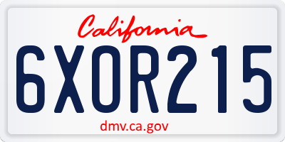 CA license plate 6XOR215