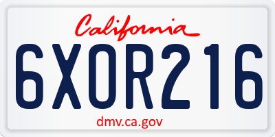CA license plate 6XOR216