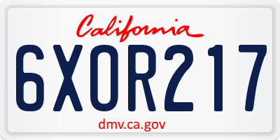 CA license plate 6XOR217