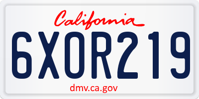 CA license plate 6XOR219