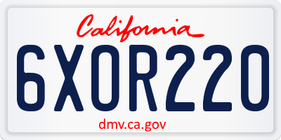 CA license plate 6XOR220