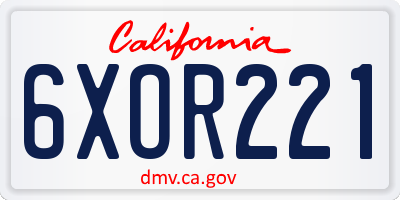 CA license plate 6XOR221