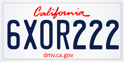 CA license plate 6XOR222