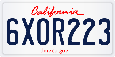 CA license plate 6XOR223