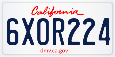 CA license plate 6XOR224