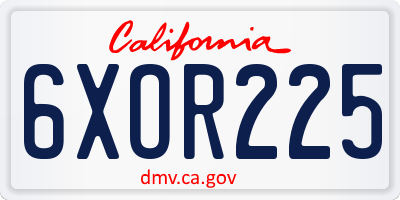 CA license plate 6XOR225