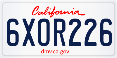 CA license plate 6XOR226