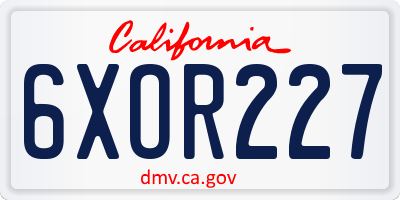 CA license plate 6XOR227