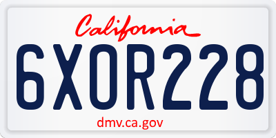 CA license plate 6XOR228