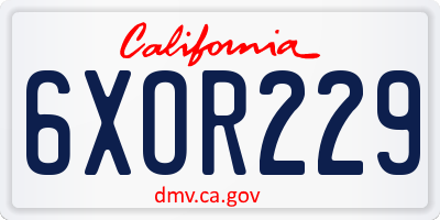 CA license plate 6XOR229