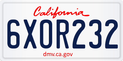 CA license plate 6XOR232