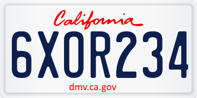 CA license plate 6XOR234