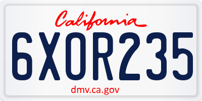 CA license plate 6XOR235