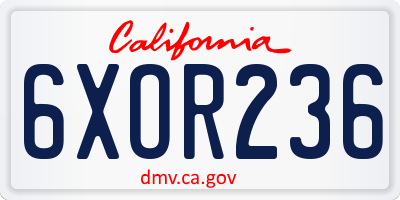 CA license plate 6XOR236