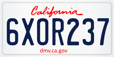 CA license plate 6XOR237