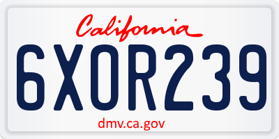 CA license plate 6XOR239