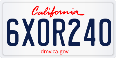 CA license plate 6XOR240