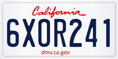 CA license plate 6XOR241