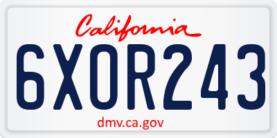 CA license plate 6XOR243
