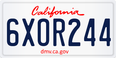 CA license plate 6XOR244