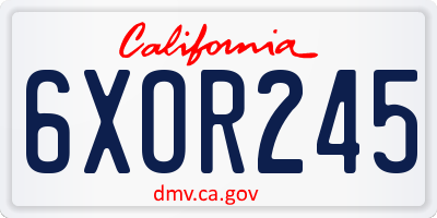 CA license plate 6XOR245
