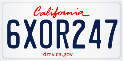 CA license plate 6XOR247