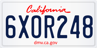 CA license plate 6XOR248