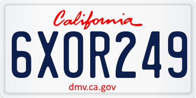 CA license plate 6XOR249