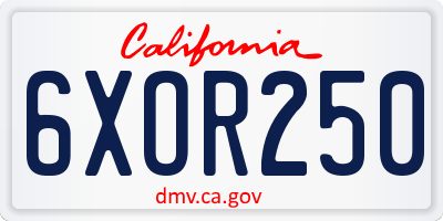 CA license plate 6XOR250