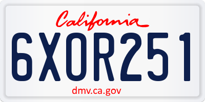 CA license plate 6XOR251