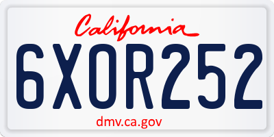 CA license plate 6XOR252