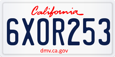 CA license plate 6XOR253