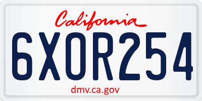 CA license plate 6XOR254