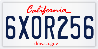 CA license plate 6XOR256