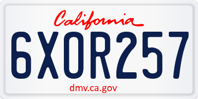 CA license plate 6XOR257