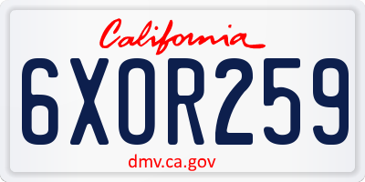 CA license plate 6XOR259
