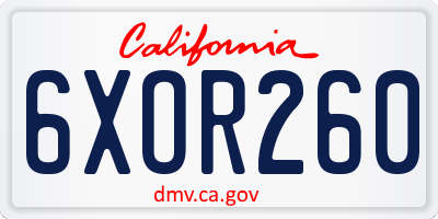 CA license plate 6XOR260