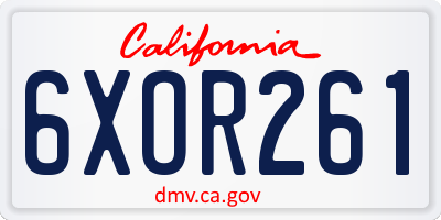 CA license plate 6XOR261