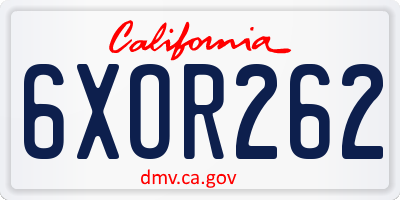 CA license plate 6XOR262