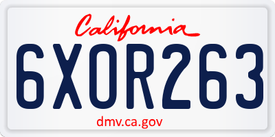 CA license plate 6XOR263