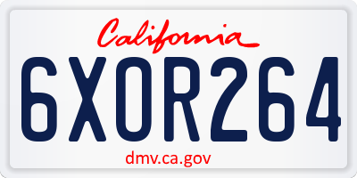 CA license plate 6XOR264