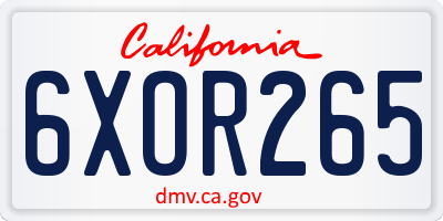 CA license plate 6XOR265