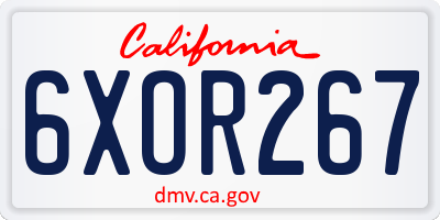 CA license plate 6XOR267