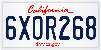 CA license plate 6XOR268