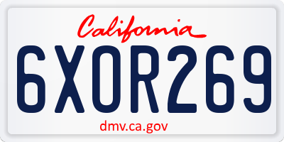 CA license plate 6XOR269