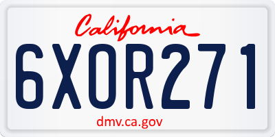CA license plate 6XOR271